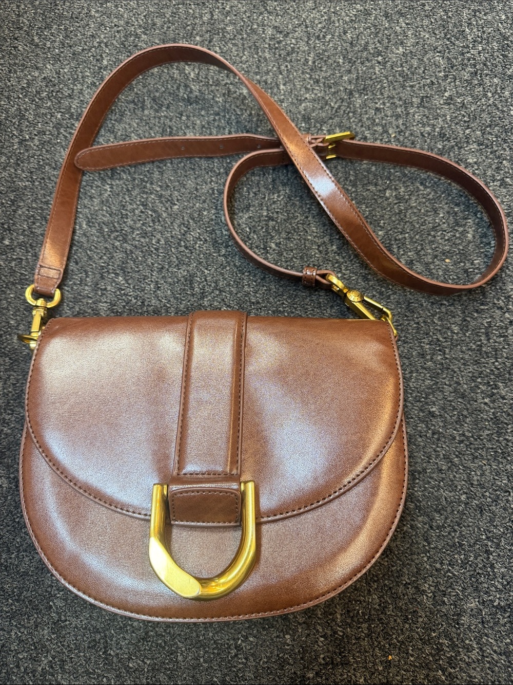 Charles & Keith Gabine Leather Brown Saddle Bag